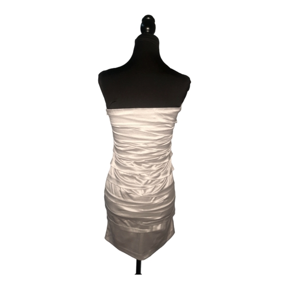 Sakura PLATINUM Womens Cocktail Dress Silver Gray Ruched Strapless Side Zip SZ S - Picture 2 of 12
